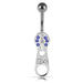 Moving Jeweled Zipper Design Belly Ring - Monster Piercing