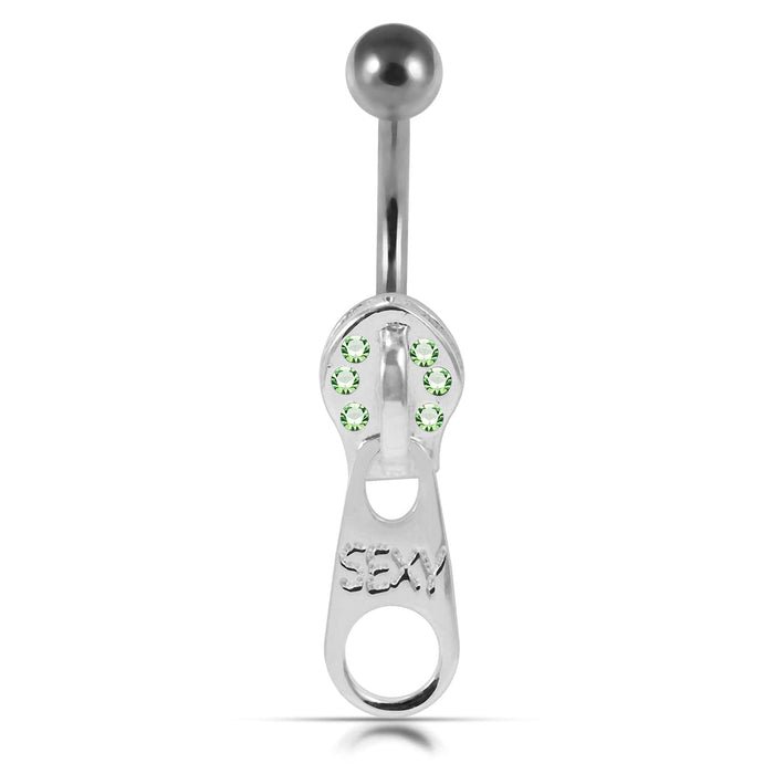 Moving Jeweled Zipper Design Belly Ring - Monster Piercing