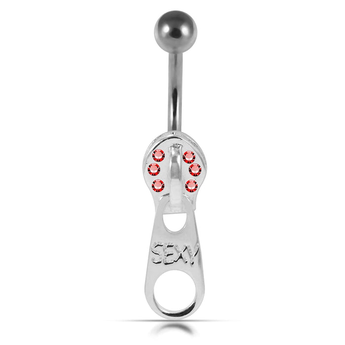 Moving Jeweled Zipper Design Belly Ring - Monster Piercing