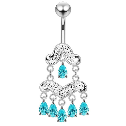 Silver Jeweled Navel SS Belly Ring - Monster Piercing