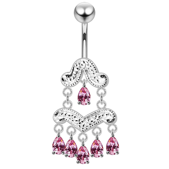 Silver Jeweled Navel SS Belly Ring - Monster Piercing