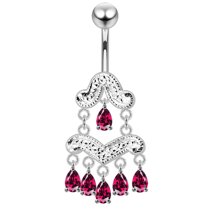 Silver Jeweled Navel SS Belly Ring - Monster Piercing