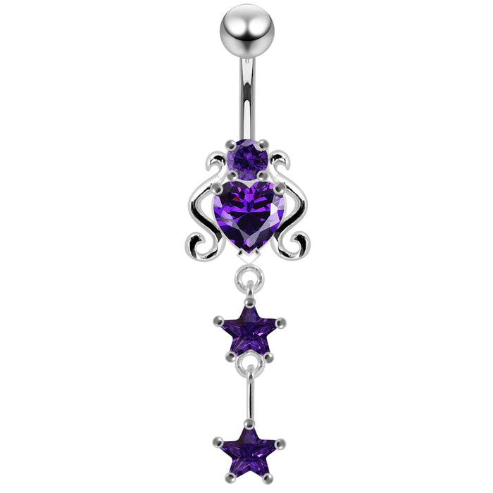 925 Sterling Silver Dangling Belly Ring PBM0713 - Monster Piercing