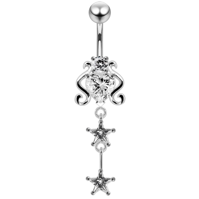 925 Sterling Silver Dangling Belly Ring PBM0713 - Monster Piercing