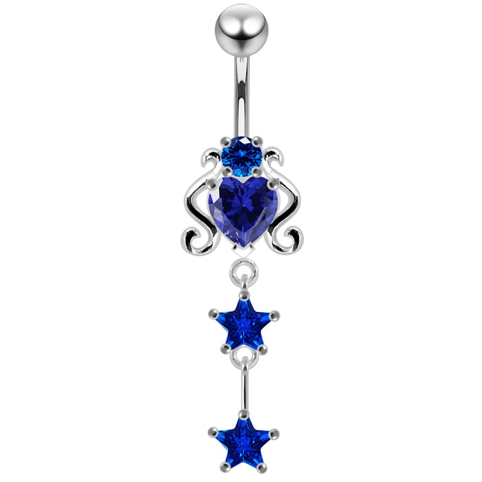 925 Sterling Silver Dangling Belly Ring PBM0713 - Monster Piercing