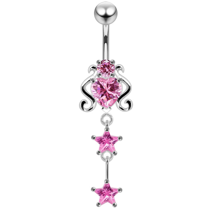 925 Sterling Silver Dangling Belly Ring PBM0713 - Monster Piercing