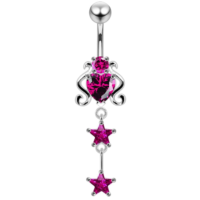 925 Sterling Silver Dangling Belly Ring PBM0713 - Monster Piercing