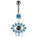 Blue Eye Catching Stone Studded 925 Sterling Silver Belly Ring - Monster Piercing