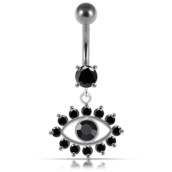 Blue Eye Catching Stone Studded 925 Sterling Silver Belly Ring - Monster Piercing