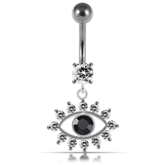 Blue Eye Catching Stone Studded 925 Sterling Silver Belly Ring - Monster Piercing