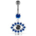 Blue Eye Catching Stone Studded 925 Sterling Silver Belly Ring - Monster Piercing