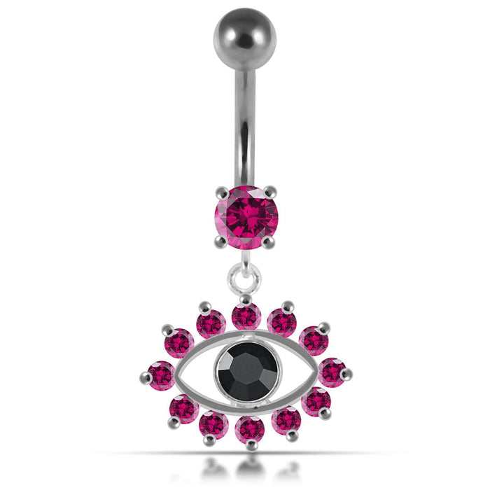 Blue Eye Catching Stone Studded 925 Sterling Silver Belly Ring - Monster Piercing