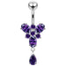 Ocean Blue Stone Studded SS Curved Bar Belly Ring - Monster Piercing