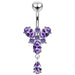 Ocean Blue Stone Studded SS Curved Bar Belly Ring - Monster Piercing