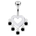 Heart Shape Red Stone Studded Dangling Belly Ring - Monster Piercing