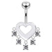 Heart Shape Red Stone Studded Dangling Belly Ring - Monster Piercing