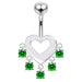 Heart Shape Red Stone Studded Dangling Belly Ring - Monster Piercing