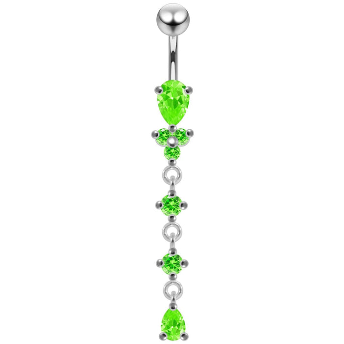 Moving Silver belly Ring With SS Curved Bar - Monster Piercing