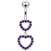 Double Heart Dangling Belly Ring - Monster Piercing