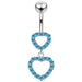 Double Heart Dangling Belly Ring - Monster Piercing