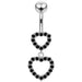 Double Heart Dangling Belly Ring - Monster Piercing