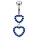 Double Heart Dangling Belly Ring - Monster Piercing