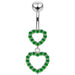 Double Heart Dangling Belly Ring - Monster Piercing