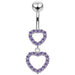 Double Heart Dangling Belly Ring - Monster Piercing