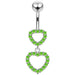 Double Heart Dangling Belly Ring - Monster Piercing