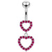 Double Heart Dangling Belly Ring - Monster Piercing