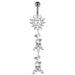 Silver Dangling Belly Ring With SS Bar - Monster Piercing