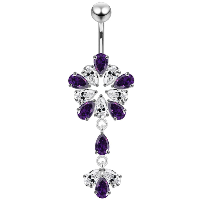 Fancy Flower Dangling Belly Moving Ring - Monster Piercing