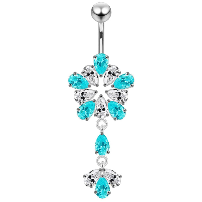 Fancy Flower Dangling Belly Moving Ring - Monster Piercing