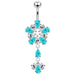 Fancy Flower Dangling Belly Moving Ring - Monster Piercing