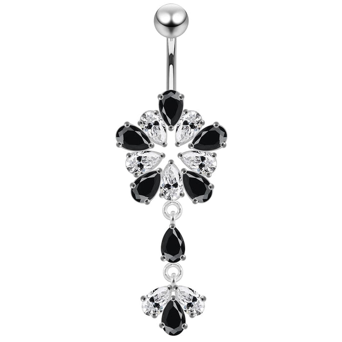 Fancy Flower Dangling Belly Moving Ring - Monster Piercing