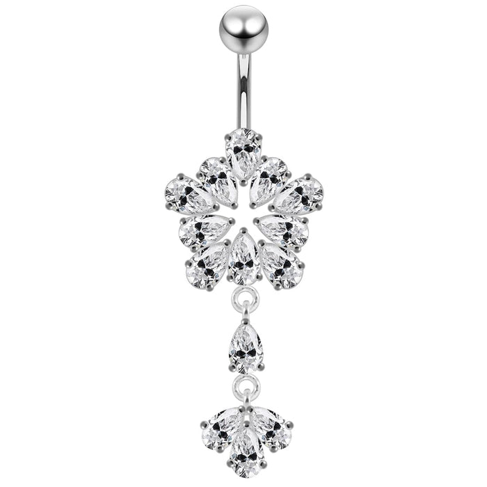 Fancy Flower Dangling Belly Moving Ring - Monster Piercing