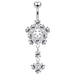 Fancy Flower Dangling Belly Moving Ring - Monster Piercing