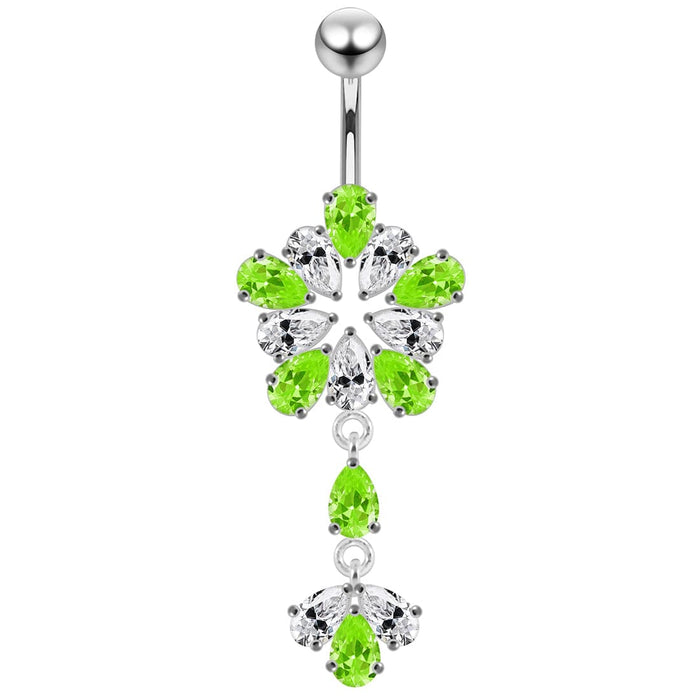 Fancy Flower Dangling Belly Moving Ring - Monster Piercing