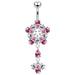 Fancy Flower Dangling Belly Moving Ring - Monster Piercing