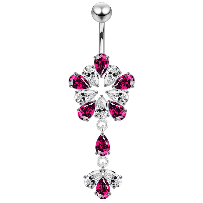 Fancy Flower Dangling Belly Moving Ring - Monster Piercing