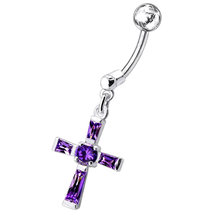 Fancy Cross Dangling Belly Moving Ring - Monster Piercing