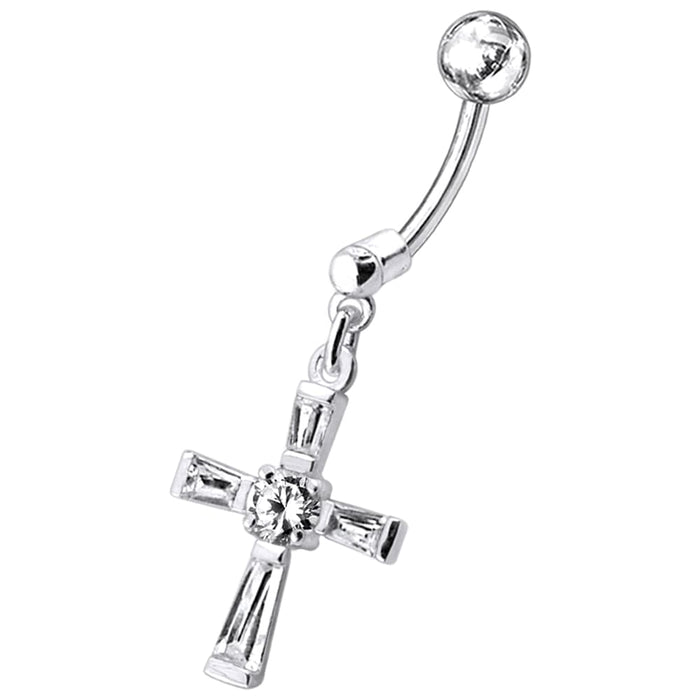 Fancy Cross Dangling Belly Moving Ring - Monster Piercing