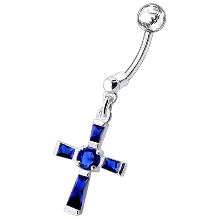 Fancy Cross Dangling Belly Moving Ring - Monster Piercing