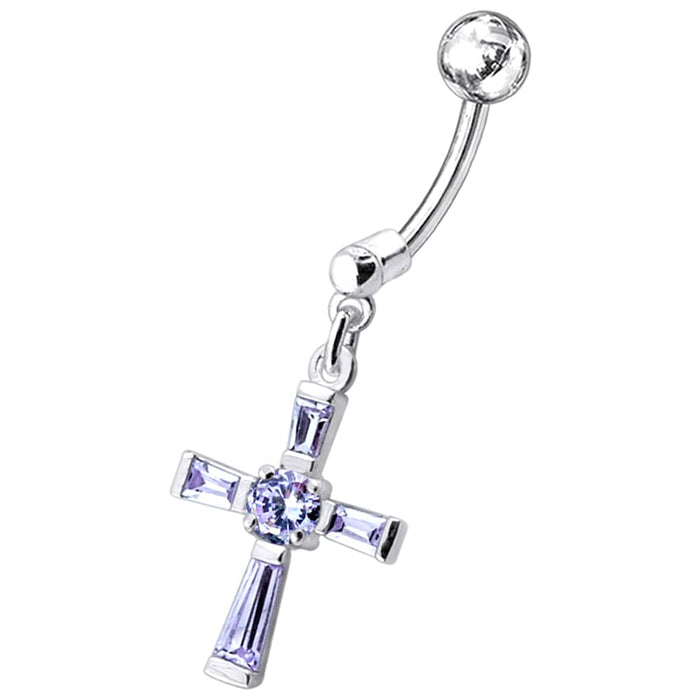 Fancy Cross Dangling Belly Moving Ring - Monster Piercing