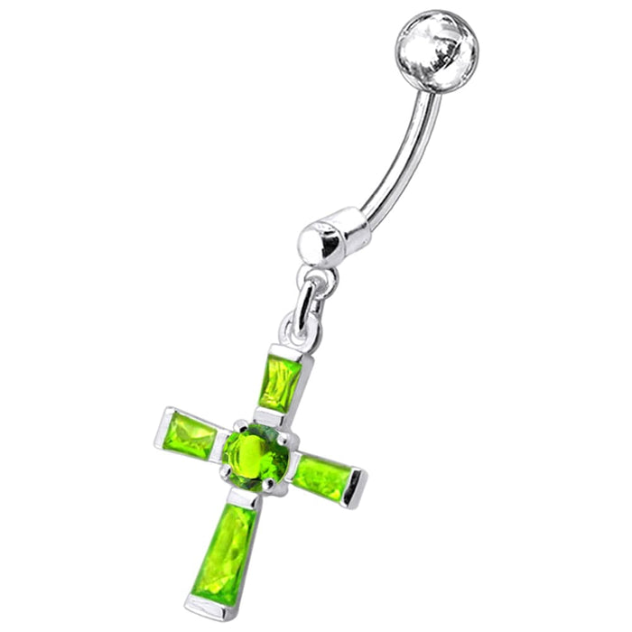 Fancy Cross Dangling Belly Moving Ring - Monster Piercing