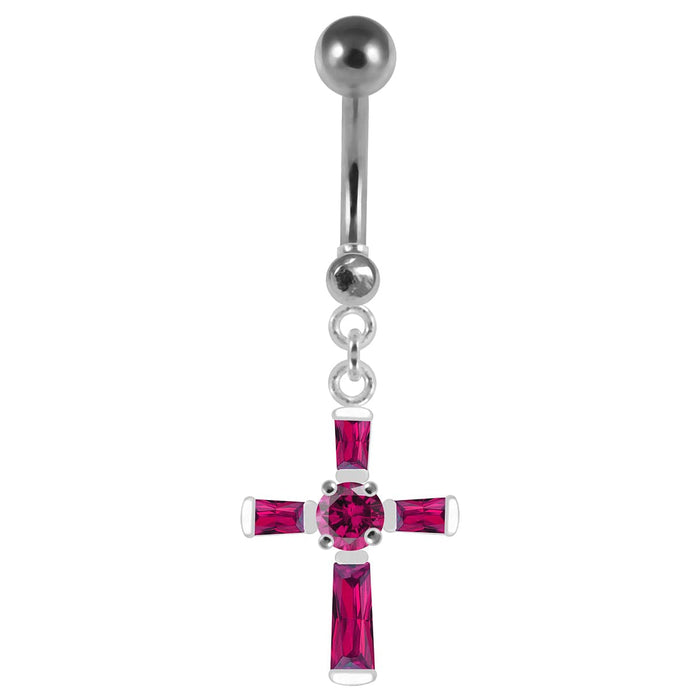 Fancy Cross Dangling Belly Moving Ring - Monster Piercing