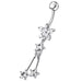 Flower with Triple Star Dangling Belly Moving Ring - Monster Piercing