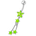 Flower with Triple Star Dangling Belly Moving Ring - Monster Piercing