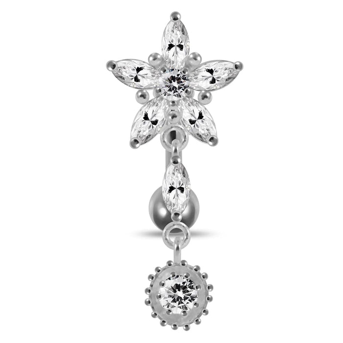 Flower with Sun Dangling Belly Moving Ring - Monster Piercing