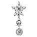 Flower with Sun Dangling Belly Moving Ring - Monster Piercing